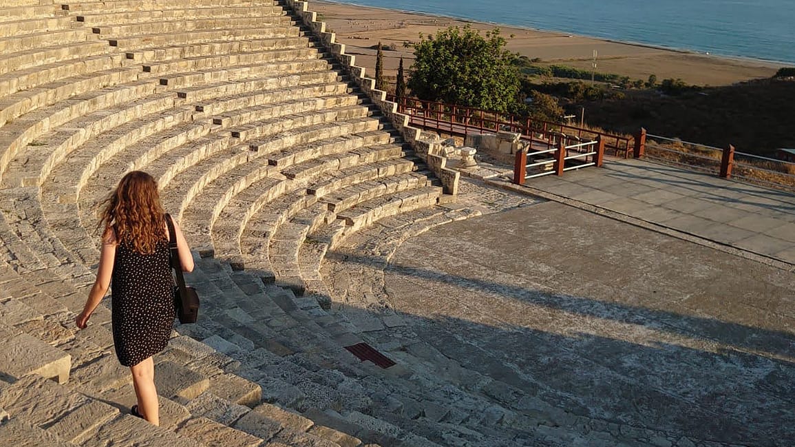 Walking on the theatre at Ancient Kourion